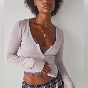 NWT Free People Henley Layering Top Size Small Rose